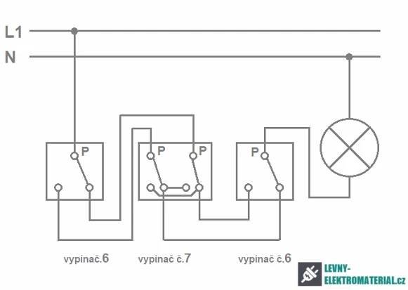 Schéma zapojení křížového vypínače č.7