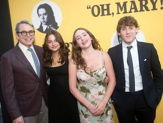 Matthew Broderick, Tabitha Broderick, Marion Broderick, and James Broderick pose on the red carpet