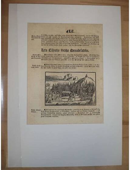 Václav Hájek z Libočan -Kronika česká, faksimile z r. 1819, list č. 208 [dřevořez, jeden list, stará grafika]