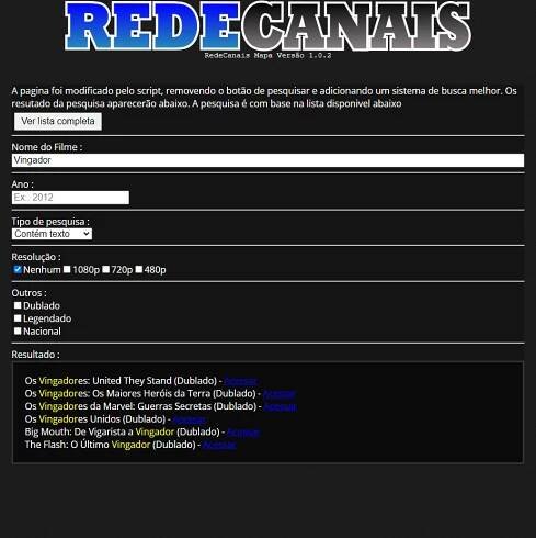Rede Canais modo simplificado