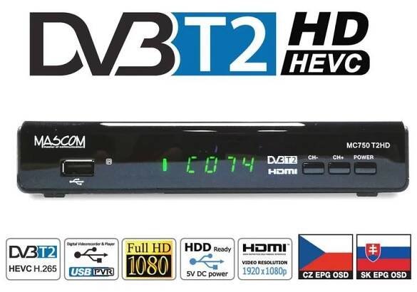 Set-top box Mascom MC750T2 HD černý