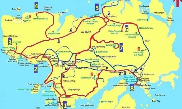 Mapa Langkawi - zajímavá místa