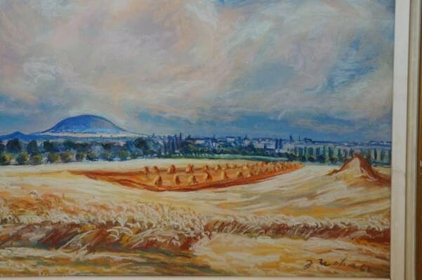 Žně Pod Řípem, Krajina Kolem Roudnice - Josef ZICHA Pastel 1962 | eAntik - obchod specializovaný na starožitné šperky 