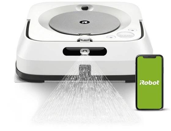iRobot Braava m6138 stírací robot bílá ovládání aplikací, hlasové pokyny, kompatibilní se systémem Amazon Alexa, kompatibilní