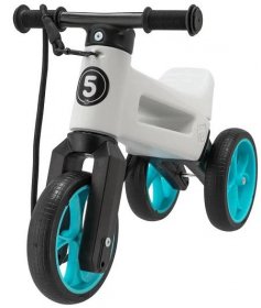 Odrážedlo Funny wheels Rider SuperSport bílé/tyrkys 2v1+popruh,výš.sedla28/30cm nos.25kg 18m+v sáčku