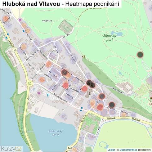 Mapa Hluboká nad Vltavou - Firmy v obci.