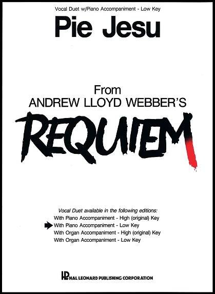 Andrew Lloyd Webber Pie Jesu from Requiem Vocal Duet Low Key noty na klavír, zpěv