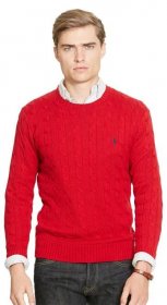 Ralph Lauren svetr Cable Knit Tussah Silk Sweater červená