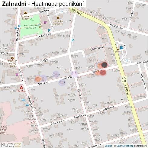 Mapa Zahradní - Firmy v ulici.