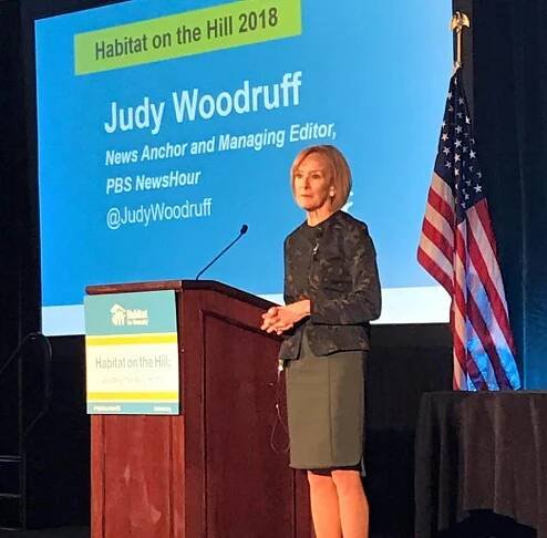 Judy Woodruff speaking at Habitat on the Hill 2018