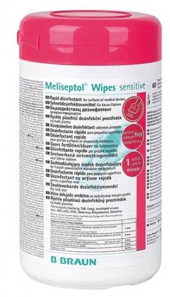 MELISEPTOL WIPES SENSITIVE dezinfekčné obrúsky na citlivé povrchy v dóze