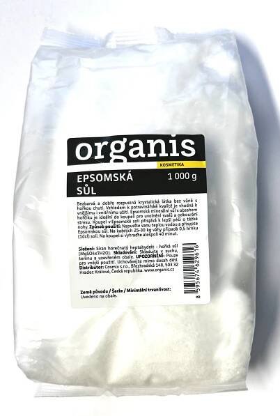 Organis Epsom Salt Magnesium, Sulfate for Bath relaxes muscles, relieves stress, detoxifies the body 1000 g
