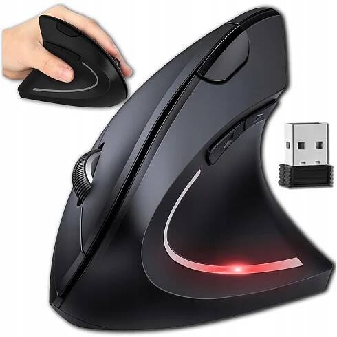Vertikální vertikální myš ergonomická, bezdrátová, tichá, pravák