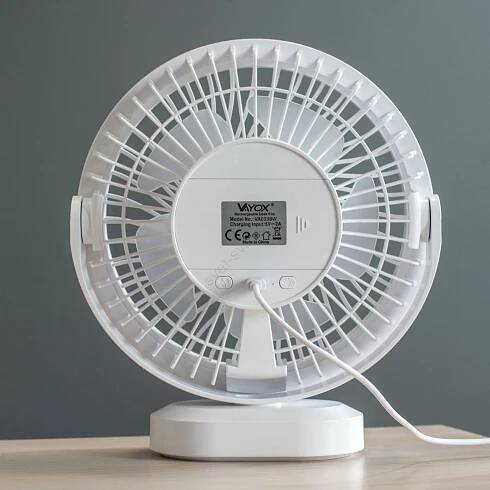 LED Nabíjecí stolní ventilátor s LED osvětlením LED/3W/5V USB 2400 mAh bílá