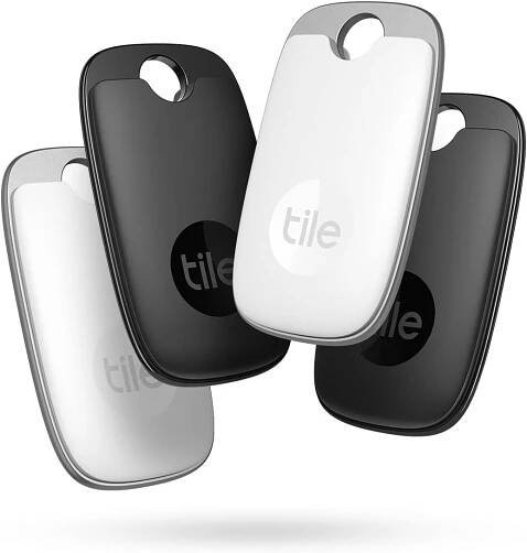 Tile Pro 2022 Universal Bluetooth Tracker - Black/White, 4-Pack