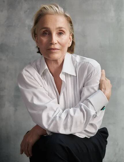 Image may contain Kristin Scott Thomas Adult Person Blonde Hair Face Head Photography Portrait Blouse and Clothing