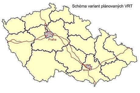 Plánovaná síť vysokorychlostní železnice v ČR