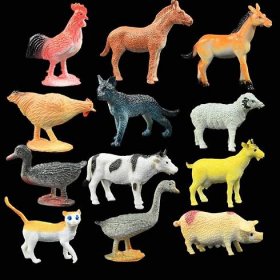 Děti děti 12ks Mini plasty Simulace hospodářská zvířata kůň ovce prase kachna kráva modely kolekce dětské vzdělávací hračky