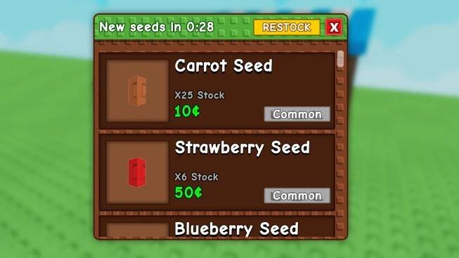 roblox grow a garden seed shop menu