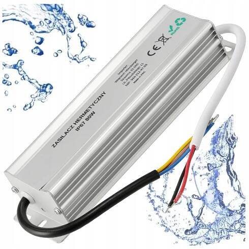 LED zdroj 80W 6,6A Transformátor Vodotěsný IP67 Vodotěsný pro pásky