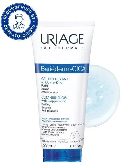 URIAGE BARIÉDERM Cleansing CICA Gel, 200ml 1×200 ml, čistiaci gél s meďou a zinkom