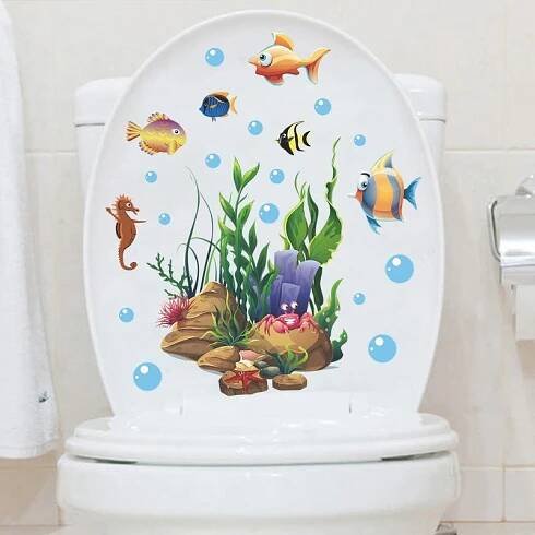 DIY podmořský zvířecí vzor Koupelnová dekorace 3D nálepka na toaletní sedátko PVC umělecká tapeta Odnímatelné nálepky na koupelnu Samolepka na toaletu