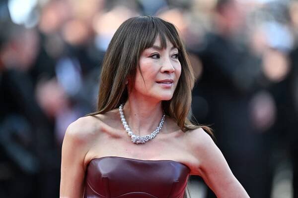 Michelle Yeoh at Cannes with choppy bangs