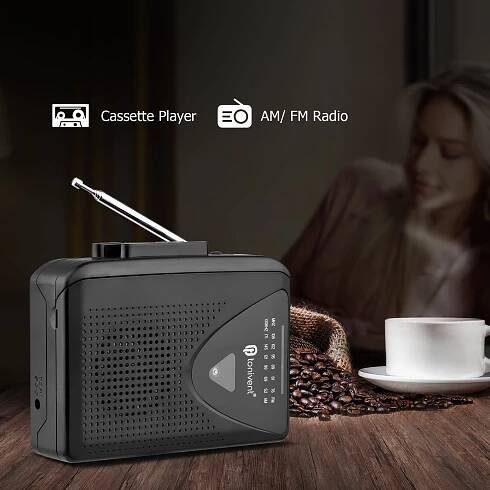 TONIVENT TON009 Přenosný kazetový přehrávač AM/FM rádio Auto Reverse Auto Stop Mini Stereo páska