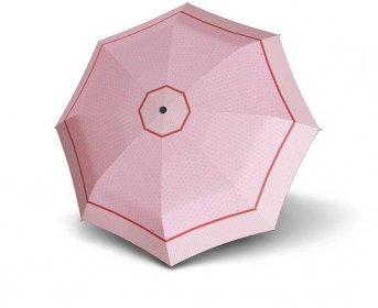 Růžový mechanický skládací dámský deštník s geometrickým vzorem Camryn