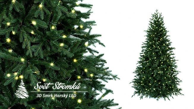 Umělý vánoční stromek 3D Smrk Horský 180cm LED300