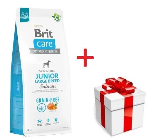 BRIT CARE Dog Grain-free Junior Large Breed Salmon 12kg + překvapení