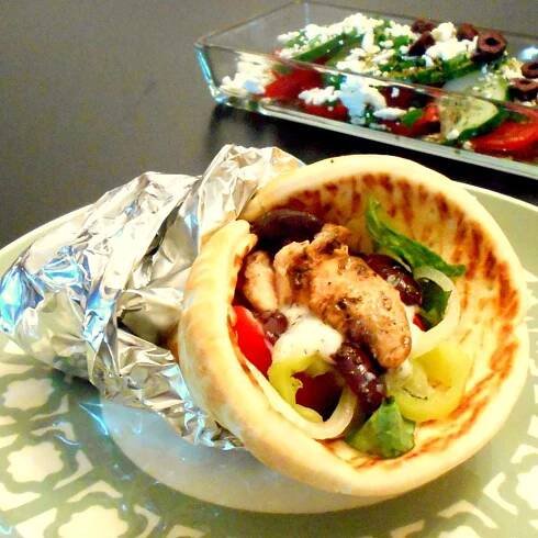 Chicken Souvlaki Gyro Style wrapped in foil