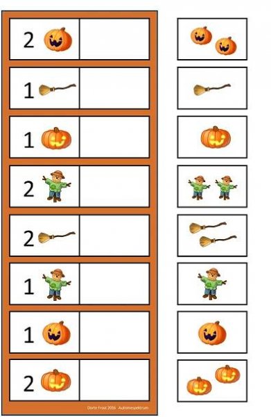 Counting game. By Autismespektrum. | Halloween math, Halloween worksheets, Halloween school