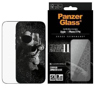 Tvrzené sklo PanzerGlass Ceramic II na Apple iPhone 17 Pro s instalačním rámečkem 
