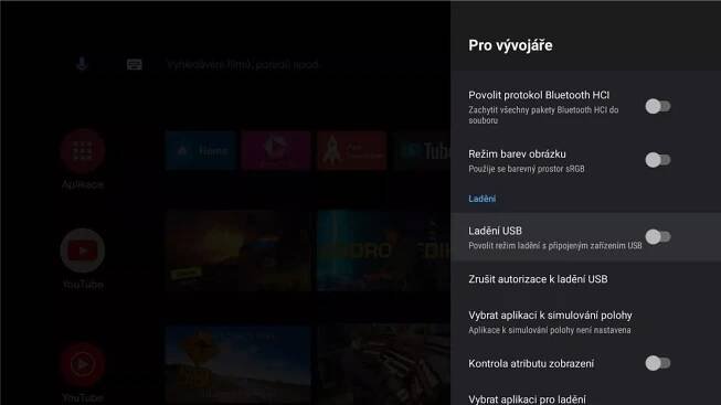 instalace google tv do android tv chromecast adb nastaveni 4 povolit ladeni usb