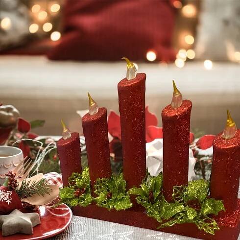 ADVENTNÍ SVÍCEN, VÁNOČNÍ LED LAMPIČKY, SVÍČKY, DEKORACE NA OKNO Stav balení originální