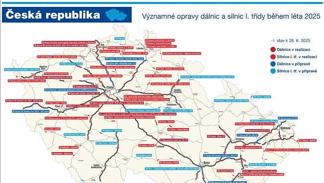 Mapa nejvýznamnějších letních omezení