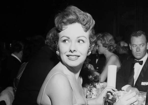 Actress Jeanne Crain at dinner at Mocambo's in Los Angeles