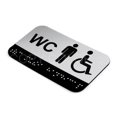 CEDULKA NA DVEŘE PRO NEVIDOMÉ (Braillovo písmo) - WC muži+BEZBARIÉROVÉ