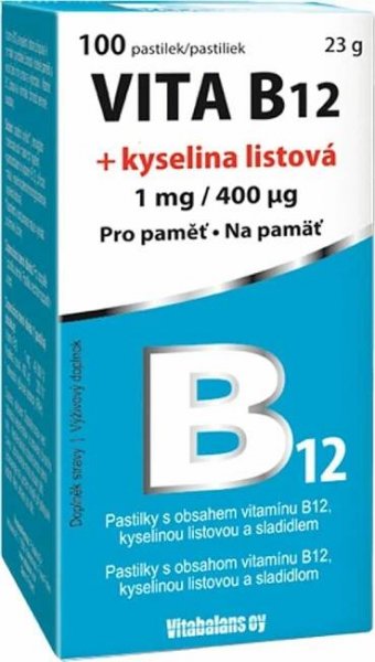 Vitabalans Vita B12 + kyselina listová 1 mg/400 mcg 100 tbl. od 228 Kč