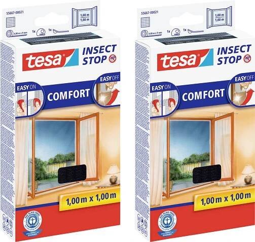 Síťka proti hmyzu TESA Insect Stop COMFORT do oken v balení 2 ks tesa COMFORT, (š x v) 1000 mm x 1000 mm, antracitová, 2 ks