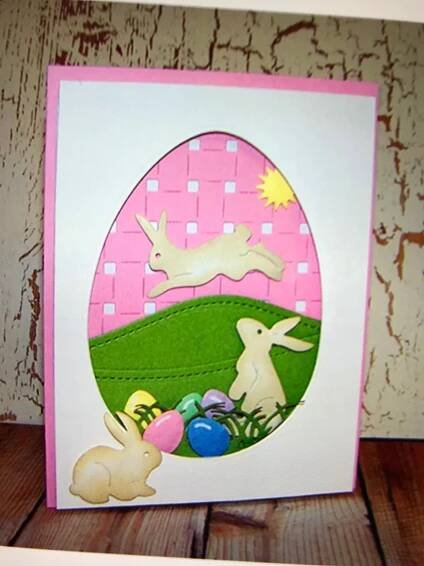 Handmade Easter Card with Egg and Rabbits