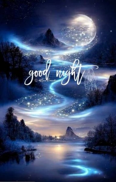 a painting with the words good night written on it and stars in the sky above