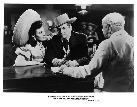 Linda Darnell, Victor Mature, and J. Farrell MacDonald in My Darling Clementine (1946)