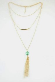 3 řetízkový náhrdelník se zelenou perličkou