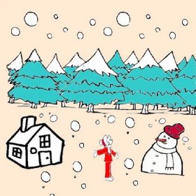 Obrázek, online omalovánka pro malé děti k vybarvení Zima, Krajina. Obrázky ke stažení a vytištění zdarma.