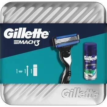 Gillette mach3(strojek1hlavice/bli)Mach3 cestovní gel 75ml sada v retro plechovém boxu