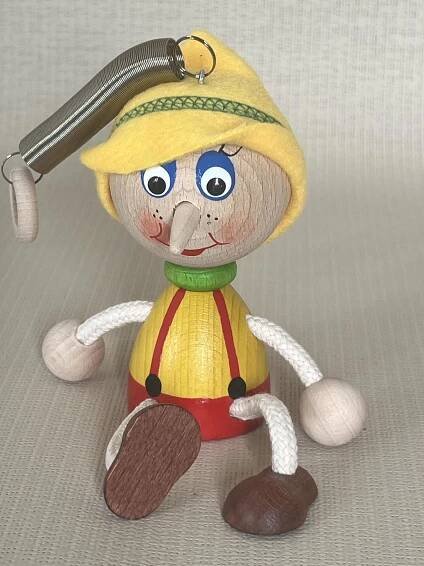 Pérák - dřevěný Pinocchio na pružině velký | Dřevěný svět hraček