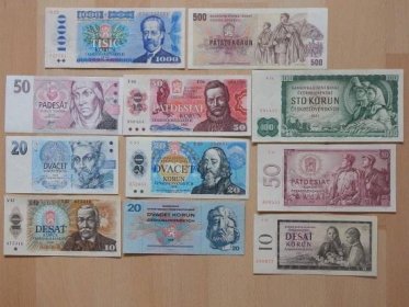 Bankovky ČSSR/ČR 1960 -1994 ve sbírkovém stavu!  celkem 11 bankovek - Bankovky