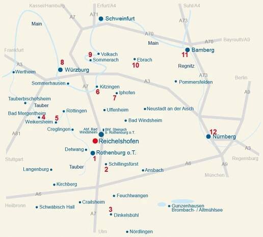 Überblickskarte Franken Bayern